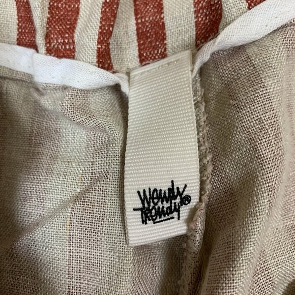 Wendy Trendy Italy Striped Linen Blend Cropped Paperbag Pants With Belt M - Picture 5 of 7